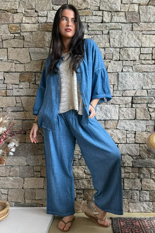 Loom & Thread Pin Tuck Pant Washed Denim /41=
